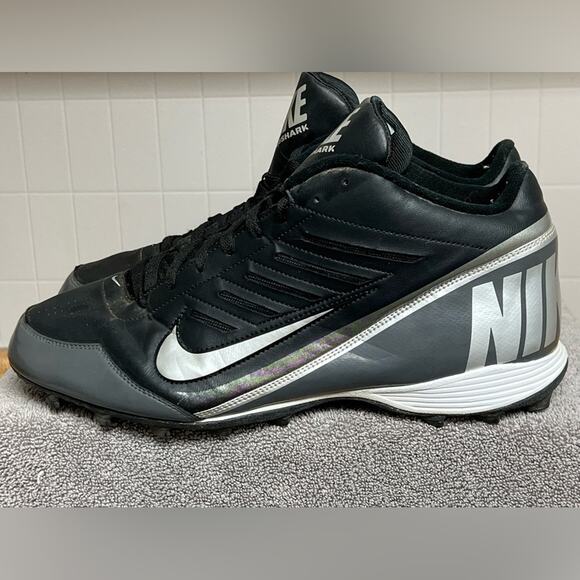 Nike Landshark Football Cleats Men SZ 15 Black Gray White Land Shark 511295-009 - Picture 1 of 6